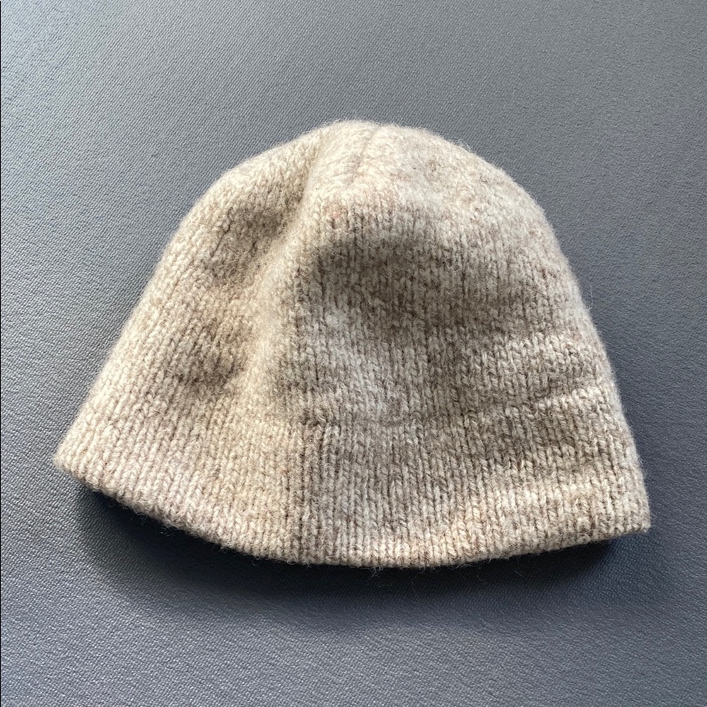 Wool Beige Knit Beanie